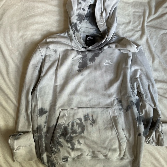 Nike Men's Black and Gray Tie-Dye Hoodie - Picture 1 of 2